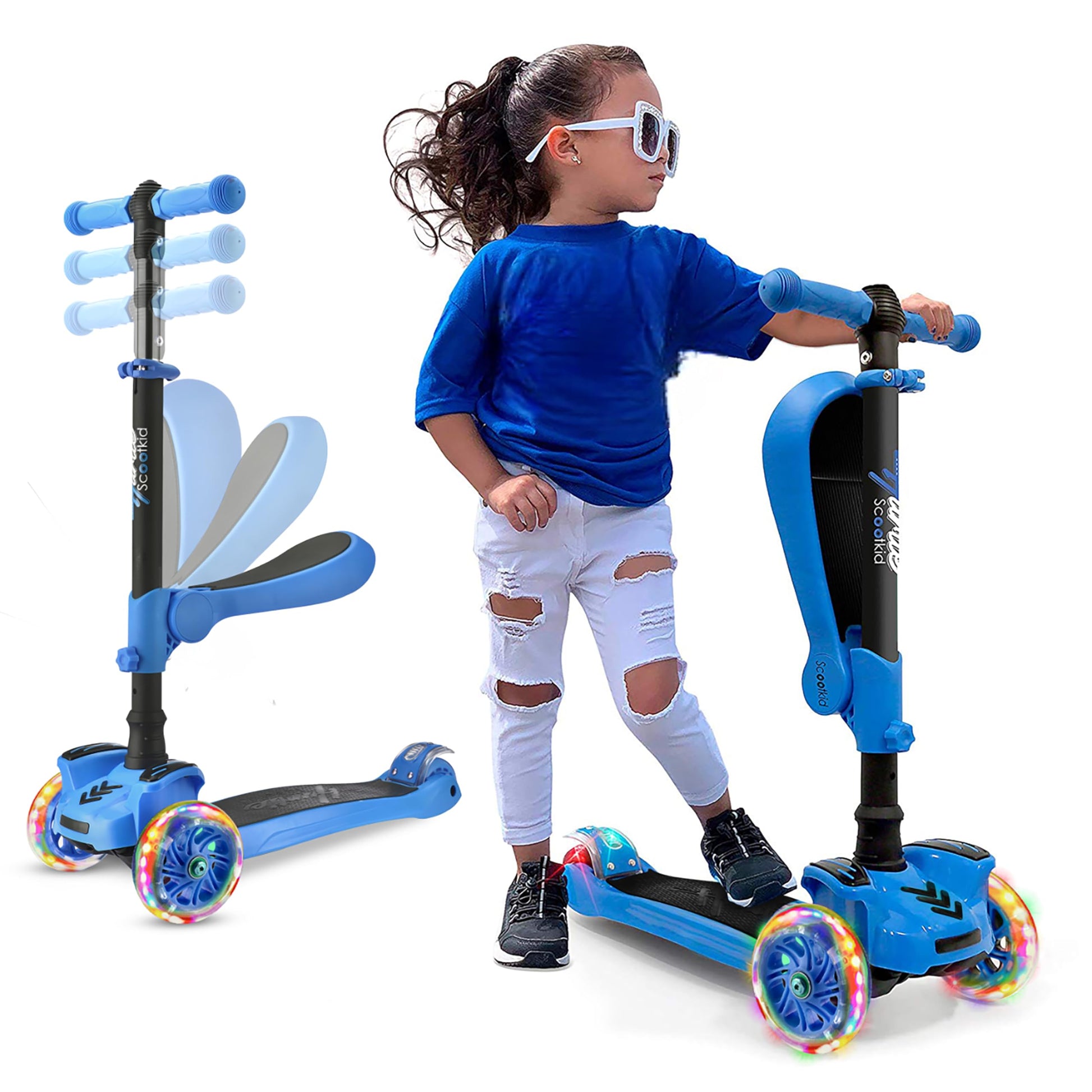 Hurtle - 3 Wheel Foldable Kick Scooter for Kids & Toddlers (Blue CA) Hurtle