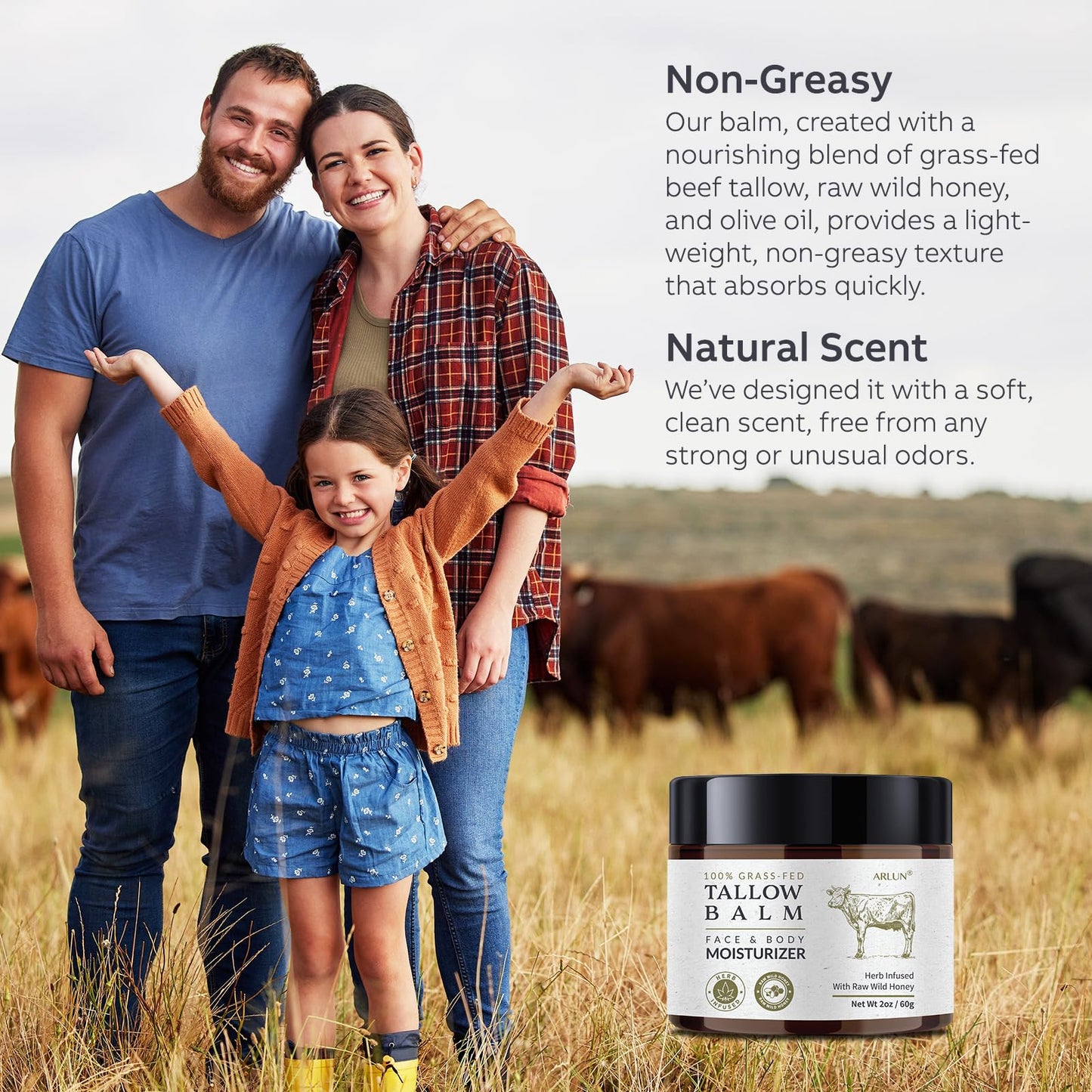 Beef Tallow and Honey Balm for Skin: Whipped Grass Fed Beef Tallow Balm Moisturizer with Raw Honey and Olive Oil for Face and Body - Natural Cow Fat Cream Unscented - Available at All In One Marketplace Canada