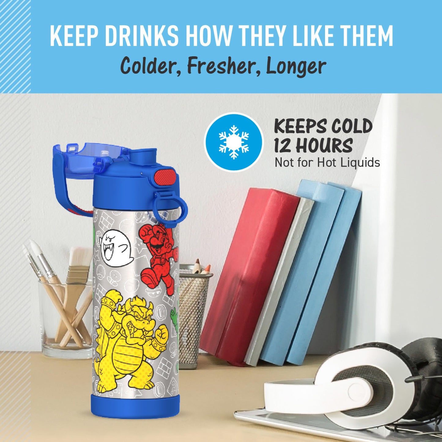THERMOS FUNTAINER Water Bottle with Spout, 16oz, Mario 🍁 All In One Marketplace Canada