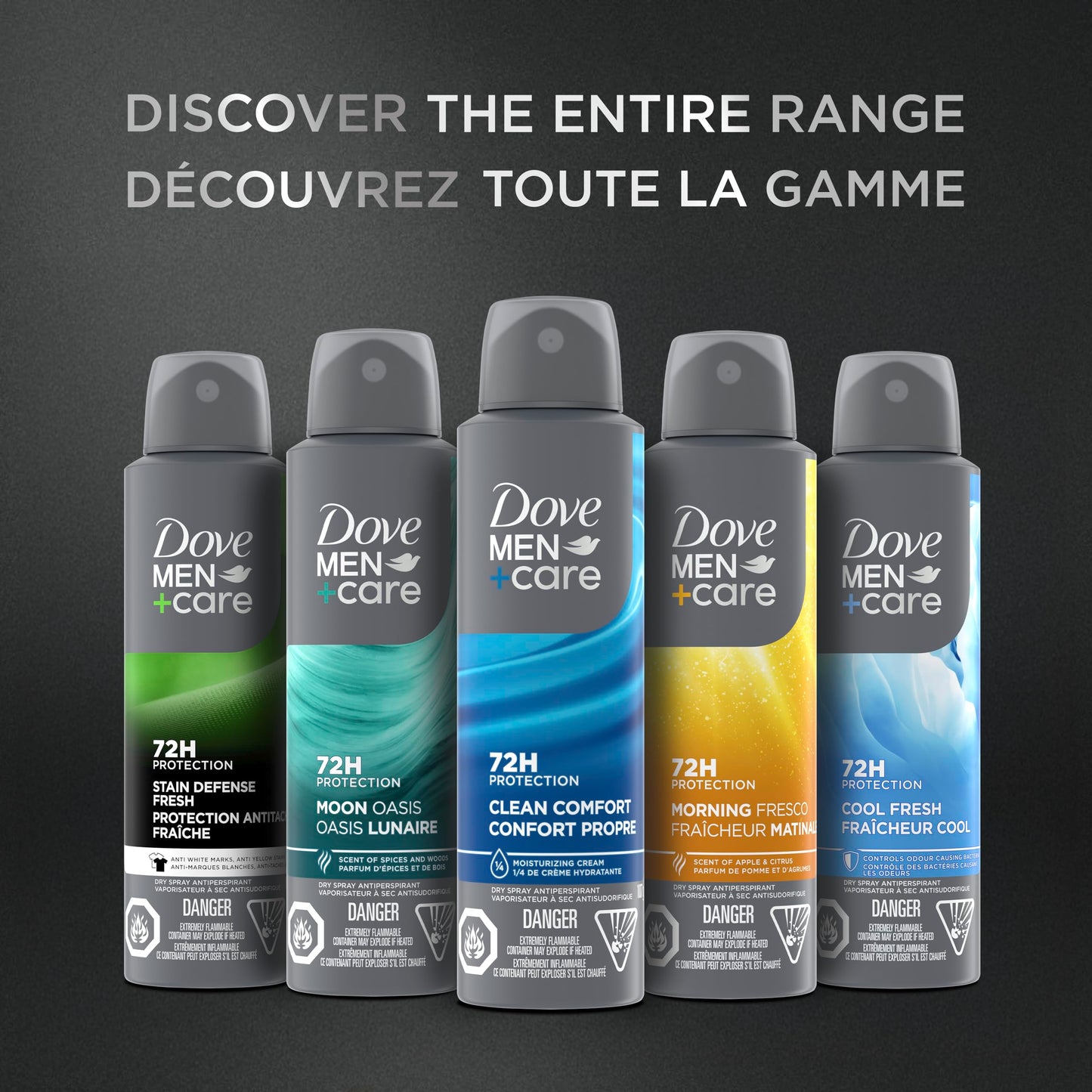 Dove Men+Care Antiperspirant Dry Spray deodorant for 72H sweat & odour protection Clean Comfort with Triple Defense Technology, 107g (Pack of 3) - Available at All In One Marketplace Canada