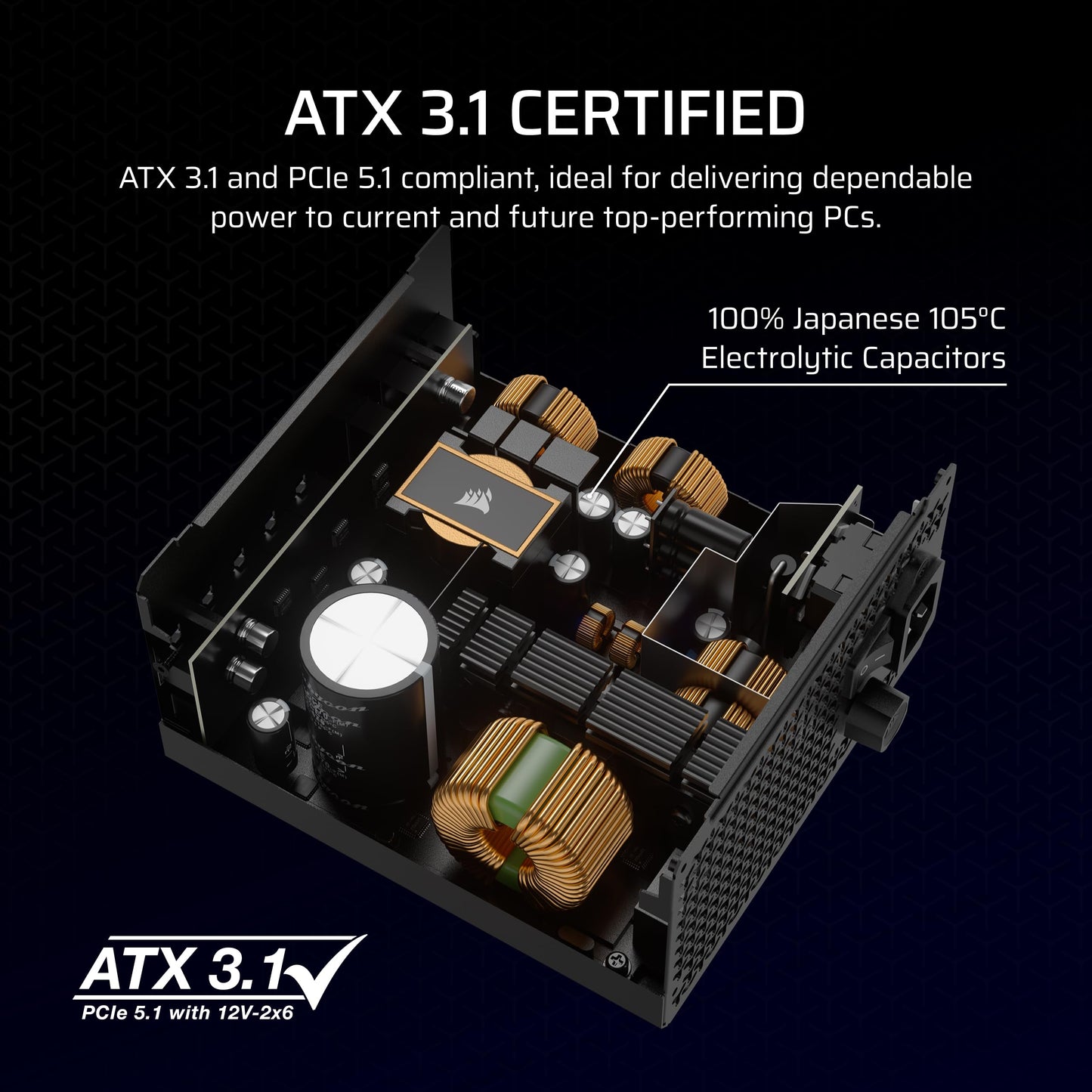 CORSAIR RM1000x Fully Modular Low-Noise ATX Power Supply – ATX 3.1 Compliant – PCIe 5.1 Support – Cybenetics Gold Efficiency – Native 12V-2x6 Connector – Black 🍁 All In One Marketplace Canada