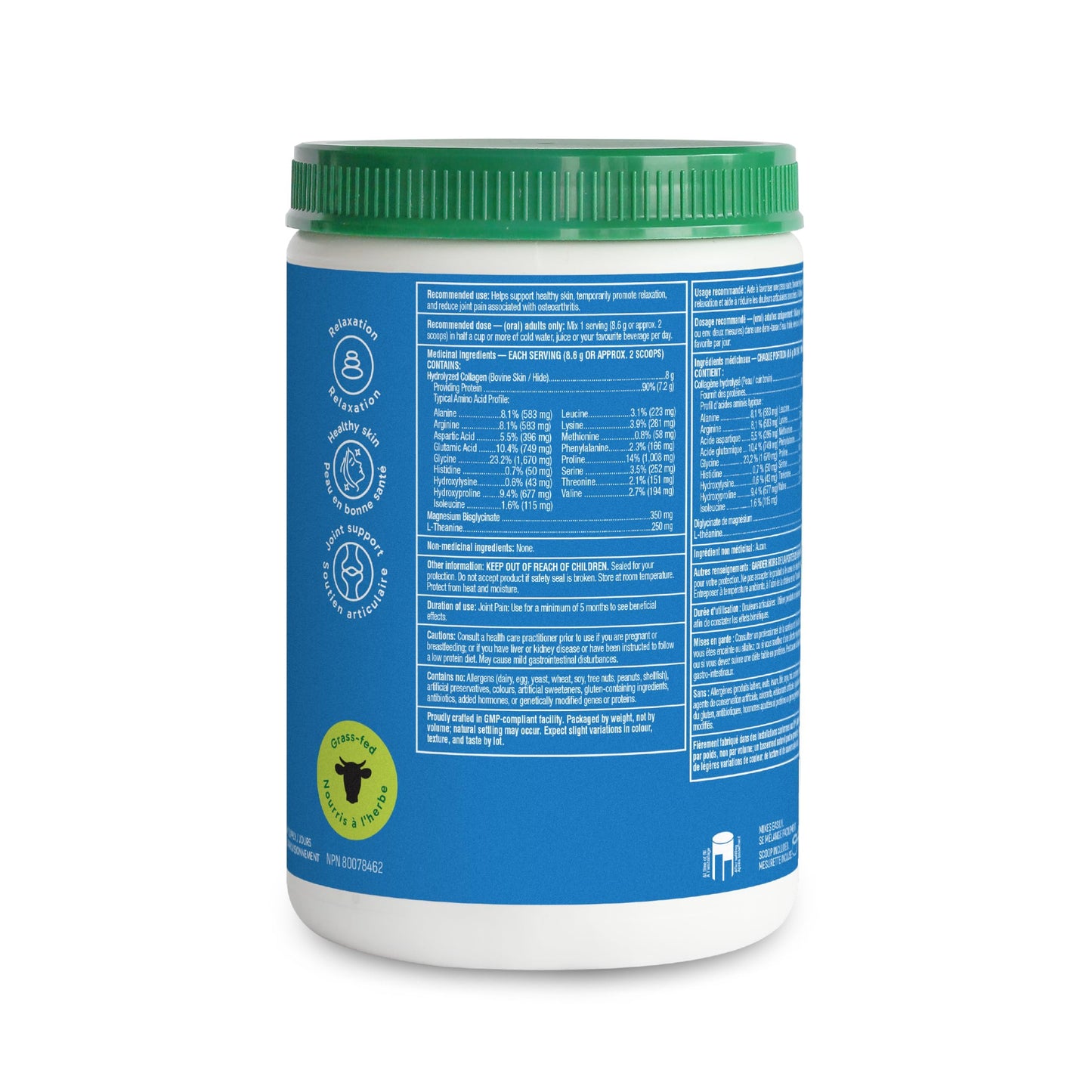 Organika Enhanced Collagen Relax Powder with Magnesium Bisglycinate and L-Theanine- Provides Calming Effect, Aids in Sleep, Sustained Energy Levels Throughout the Day- 250g - Available at All In One Marketplace Canada