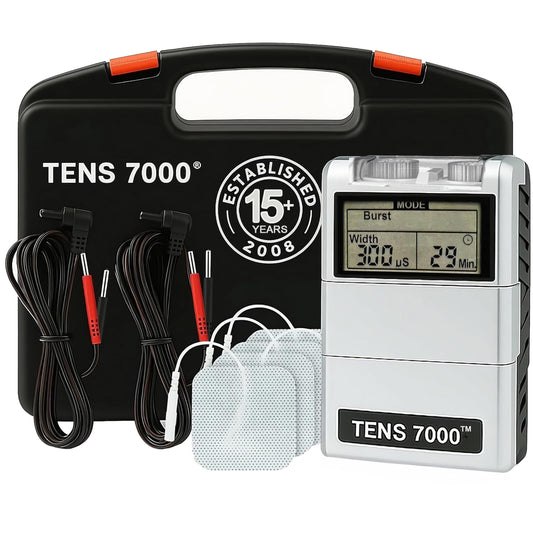 TENS 7000 Digital TENS Machine with Accessories - Muscle Stimulator Machine for Back Pain Relief, Sciatica, Neck, Nerve, Shoulder, Hip, Elbow, Muscle Pain Relief - Available at All In One Marketplace Canada