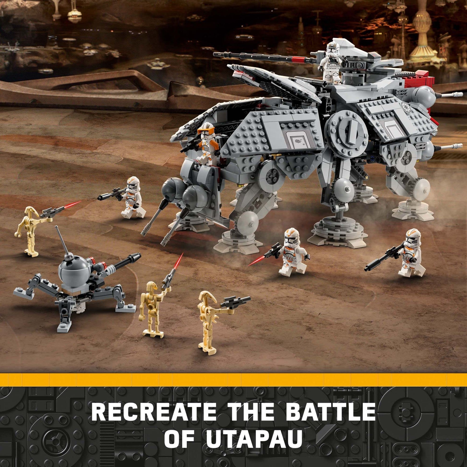 LEGO Star Wars at-TE Walker 75337 Poseable Toy, Revenge of The Sith Set, Gift for Kids with 3 212th Clone Troopers, Dwarf Spider & Battle Droid Figures LEGO