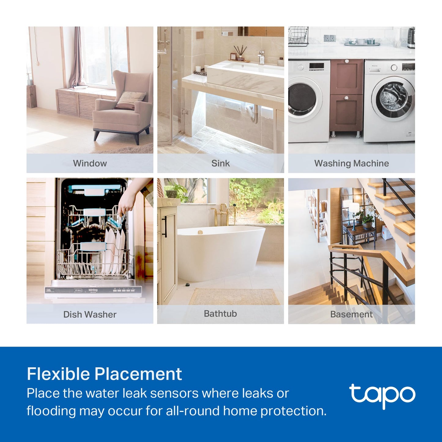 TP-Link Tapo Smart Water Leak Detector, Requires Tapo Hub, Water Leak Sensor Wi-Fi with Rapid Dripping Detection, 90dB Adjustable Alarm, App Alerts, Compatible with Alexa and Google Home, T300 Tapo