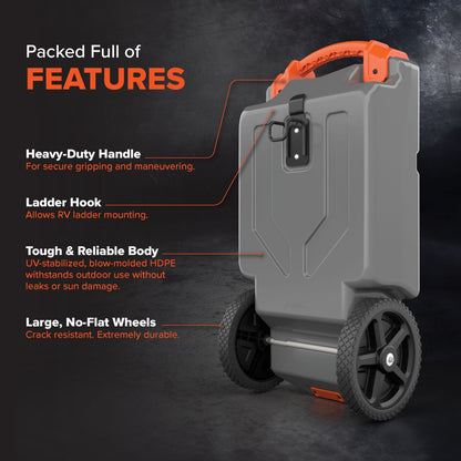 Camco Rhino 21-Gallon Camper/RV Portable Waste Tank - Features Large Heavy-Duty no-Flat Wheels & Low Drain Hole - Includes Removable Steel Tow Adapter, 3' Sewer Hose & More Accessories (39002) 🍁 All In One Marketplace Canada