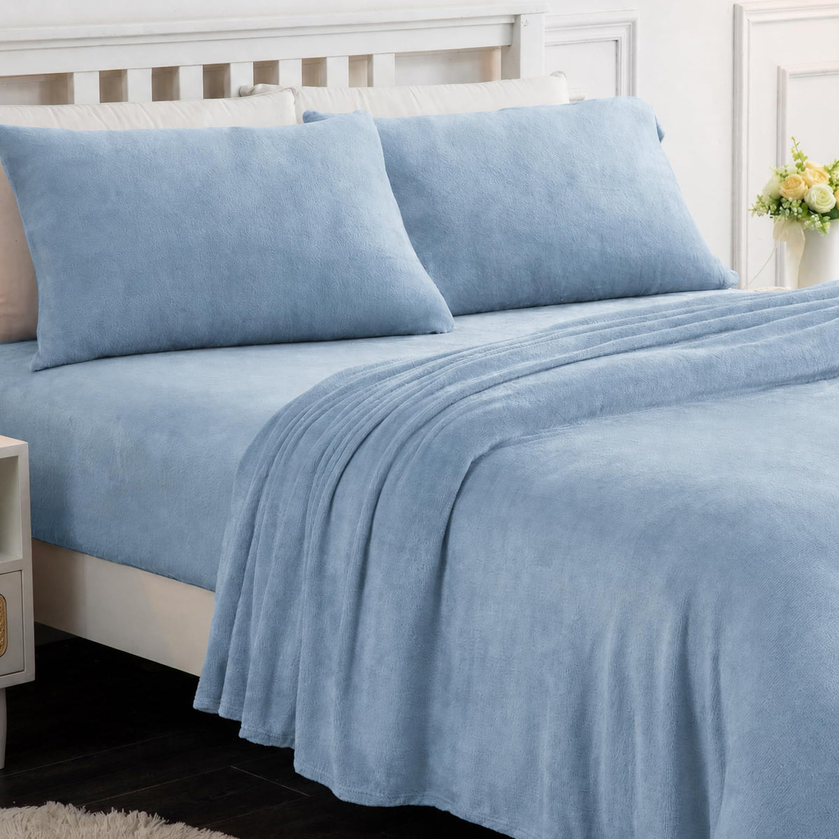 Softan Fleece Sheets, Soft as Flannel, Full, Baby Blue 🍁 All In One Marketplace Canada