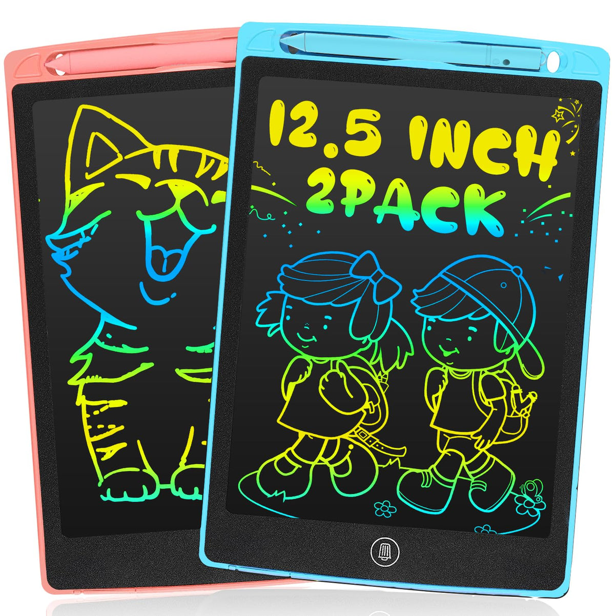 2 Pack LCD Writing Tablet for Kids Toys, HAPPYMATE 12.5 Inch Colorful Erasable Doodle Board Drawing Pad for Kids, Car Trip Educational Toys Christmas Gift for Girls Boys 3 4 5 6 7 8 Years Old 🍁 All In One Marketplace Canada