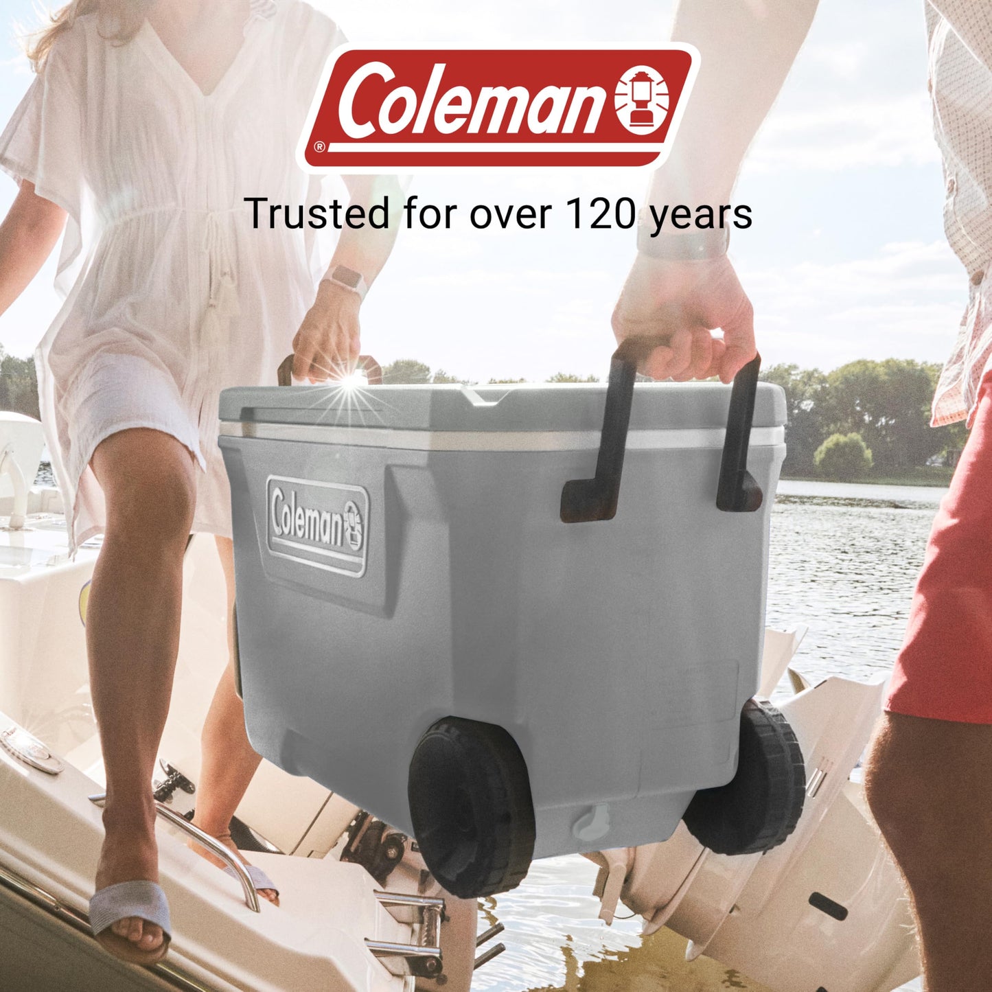 Coleman Classic Series 62-Qt Insulated Portable Cooler w/Heavy Duty Wheels, 58L Leak-Proof Wheeled Cooler w/ 101 Can Capacity, Keeps Ice for up to 5 Days, Great for Beach, Camping, Sports - Available at All In One Marketplace Canada