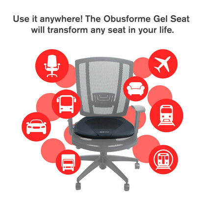 ObusForme Gel Seat Cushion – Memory Foam Seat Cushion and Posture Support, Contoured Ergonomic Design for Soothing Relief, Soft Gel Insert and Mesh Panel