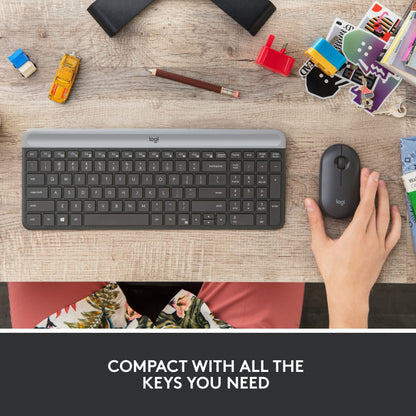 Logitech MK470 Slim Wireless Combo Compact Keyboard and Mouse - Graphite