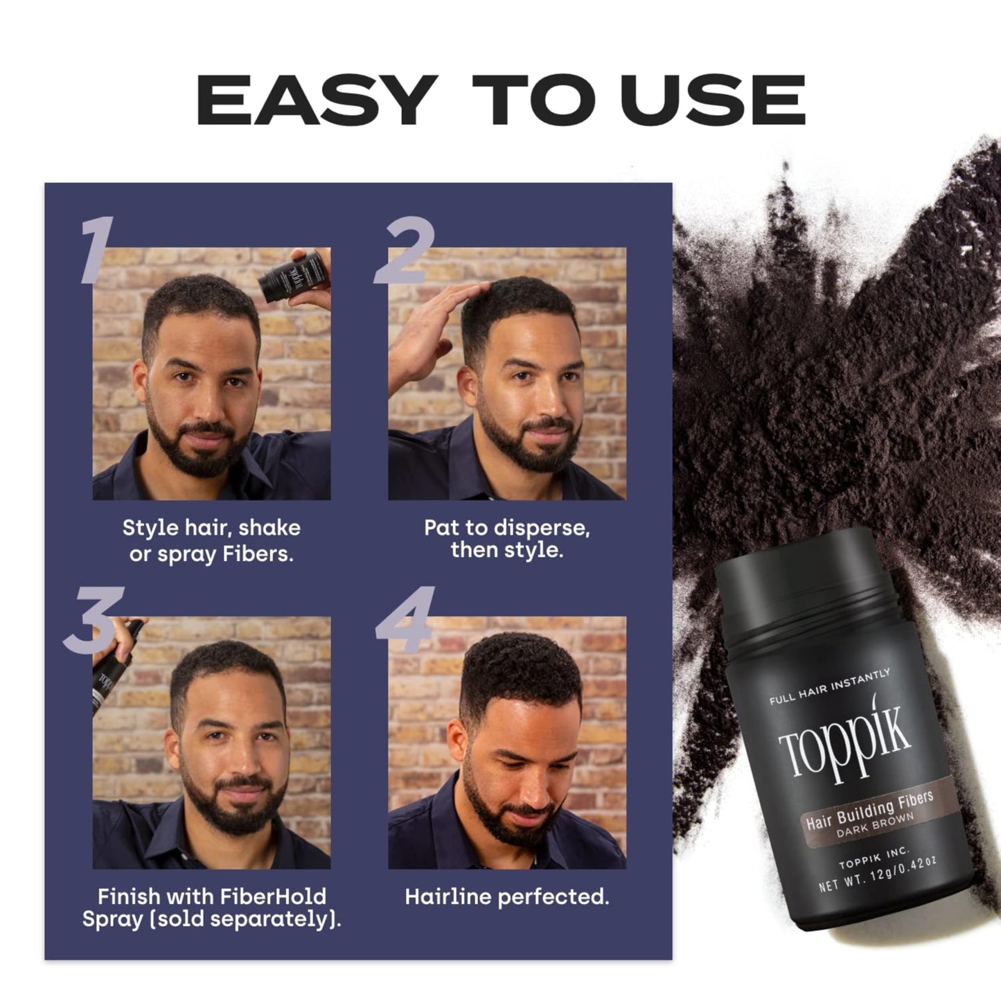 TOPPIK Hair Building Fibers,12 g, Fill In Fine or Thinning Hair, Instantly Thicker Looking, Multiple Shades for Men & Women