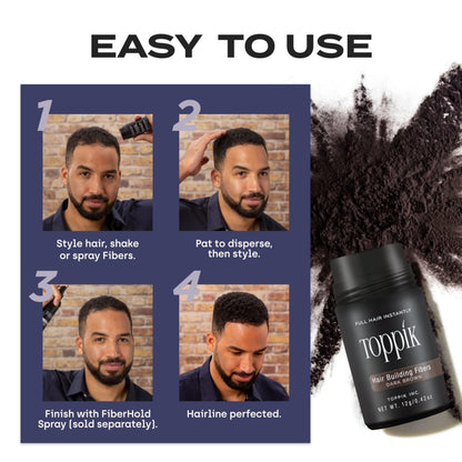 TOPPIK Hair Building Fibers,12 g, Fill In Fine or Thinning Hair, Instantly Thicker Looking, Multiple Shades for Men & Women