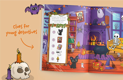 Jeu d'observation Halloween 2 en 1 : Trouvez des monstres amicaux et explorez le manoir hanté ! Un grand livre de cherche et trouve pour les tout-petits