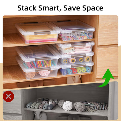 Citylife 3 PCS Plastic Storage Bins with Latching Lids Clear File Box Portable Storage Containers for Organizing A4 Paper, Document, Scrapbook, 14.65" x 10.43" x 2.87" - Available at All In One Marketplace Canada