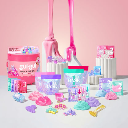 Gui Gui Mega Slime Haul, 50+ Pieces, 5 Scented Slimes Cloud, Clear, Butter, Jelli & Crunch, Premium Beauty Tools, Exclusive Mini Slime, Ages 6+