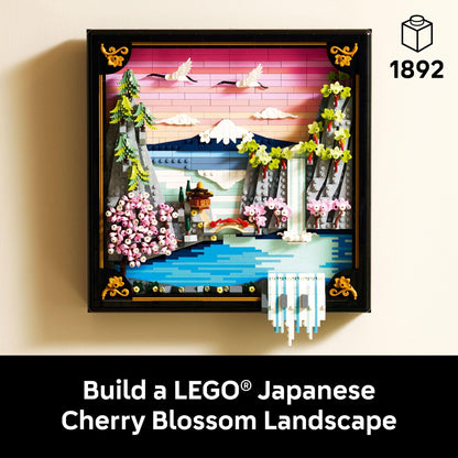 LEGO Art Japanese Cherry Blossom Landscape Building Set for Adults - Room Decoration & Gift for Women & Men, Ages 18+ - Framed Wall Decor, Stand or Hang to Display - 31218 LEGO