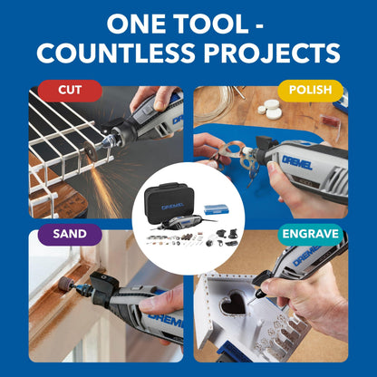 Dremel 4300-5/40 High Performance Rotary Tool Kit with LED Light- 5 Attachments & 40 Accessories- Engraver, Sander, and Polisher- Perfect for Grinding, Cutting, Wood Carving, Sanding, and Engraving Dremel