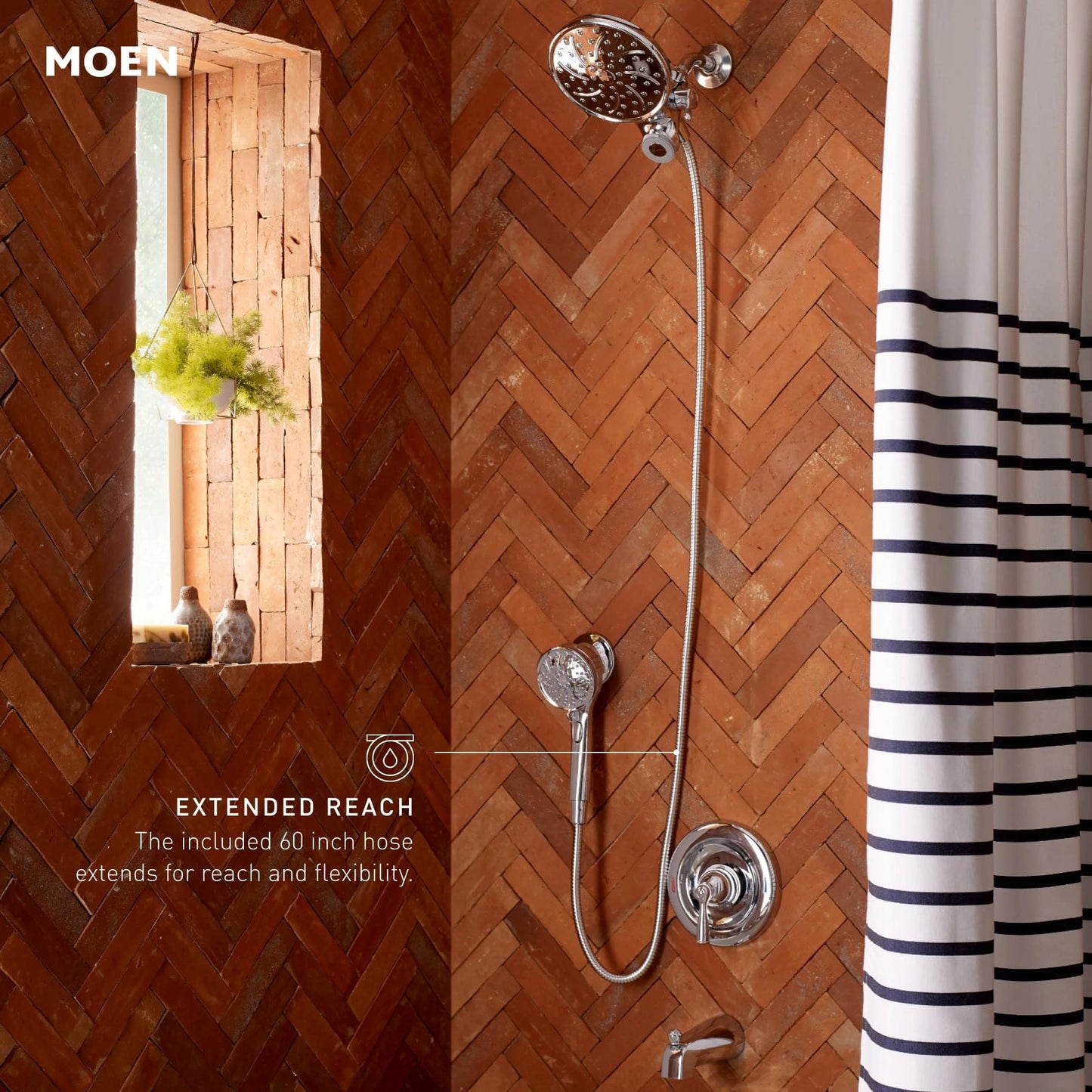Moen 26009 Engage Magnetix 2.5 GPM Handheld/Rain Shower Head 2-in-1 Combo Featuring Magnetic Docking System, Pack of 1, Chrome Moen