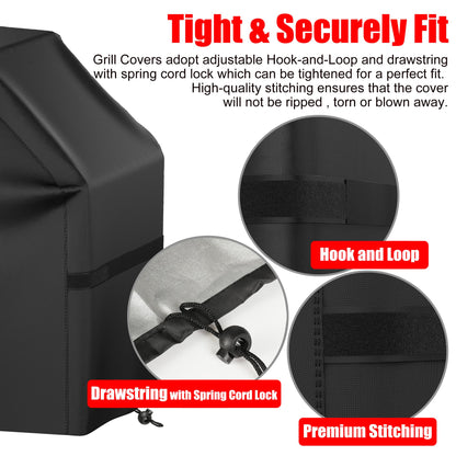 Grill Cover, 48 inch BBQ Gas Grill Cover Waterproof Weather Resistant, UV and Fade Resistant, UV Resistant Material for Weber Char-Broil Nexgrill Grills and More, Black