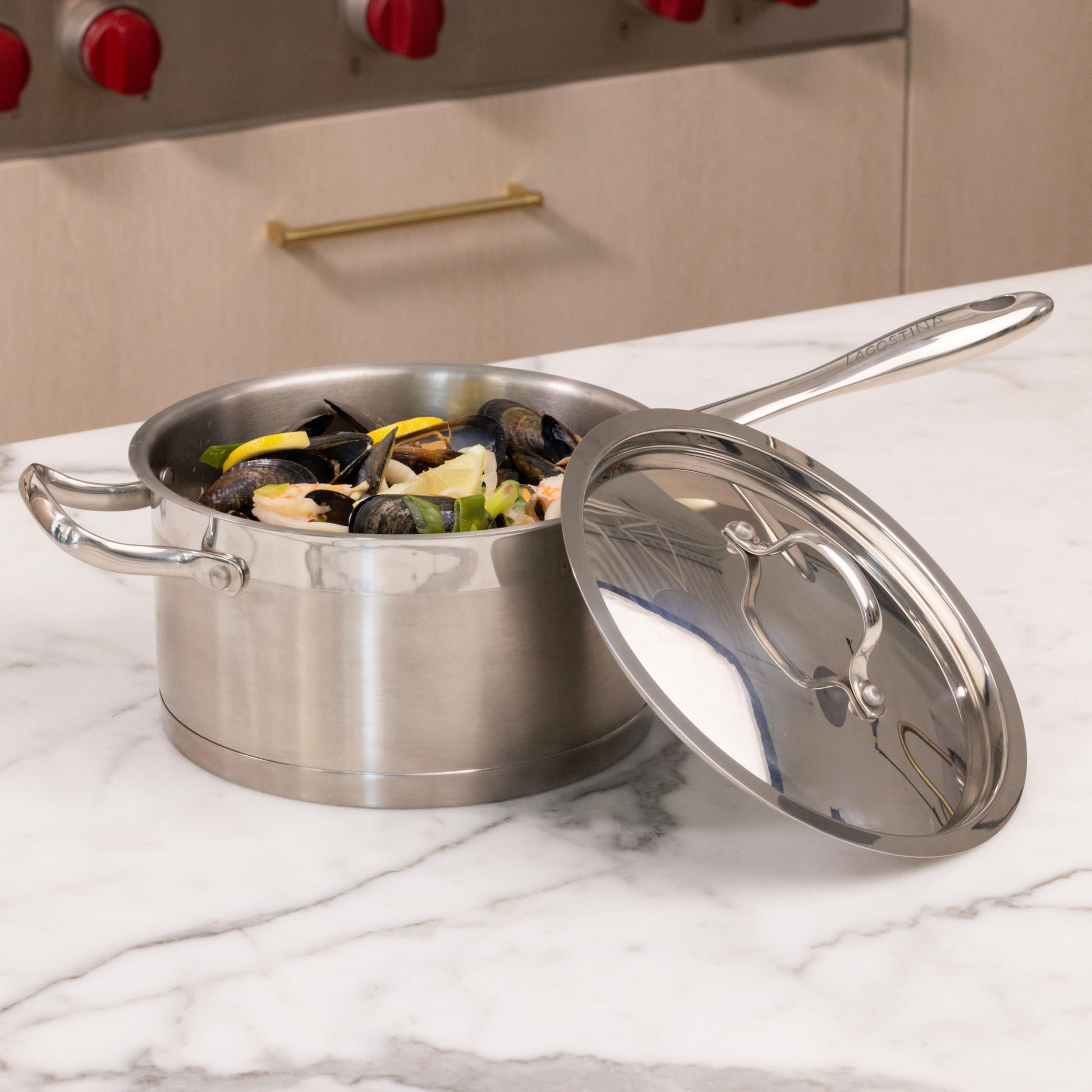 Lagostina Moderna 12-Piece Stainless Steel Cookware Set, Commercial Capsule Base, Induction Safe Pots and Pan Set Includes Saucepan, Casserole, Dutch Oven & Lids, Oven Safe up to 400°F / 204ºC 🍁 All In One Marketplace Canada Lagostina
