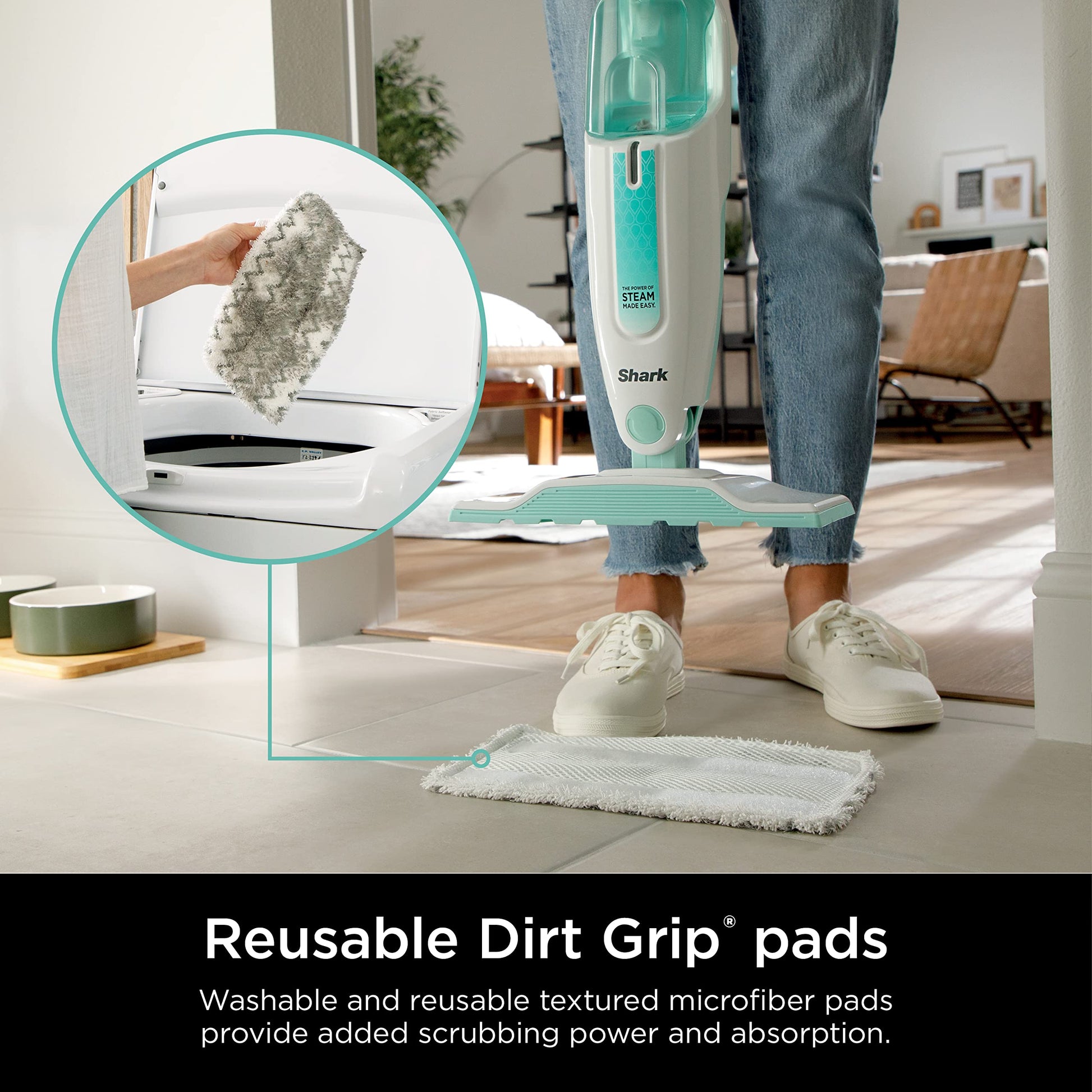 Shark S1000C Steam Mop, White/Seafoam Blue (Canadian Version), 12.68 fl oz - Available at All In One Marketplace Canada