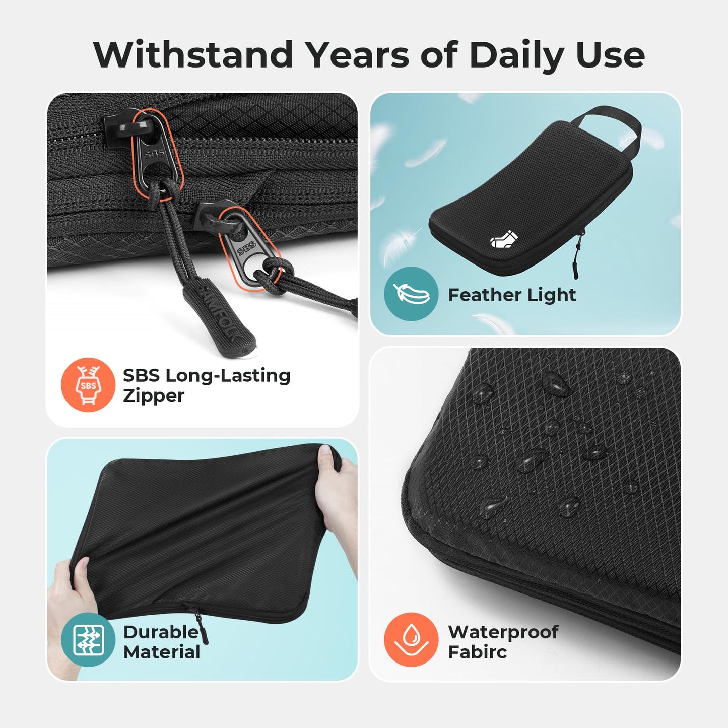 Compression Packing Cubes for Suitcases, Ultralight Packing Cubes for Backpack Waterproof Luggage Packing Organizers Expandable Packing Cubes for Travel Accessories and Essentials 8 Set Black