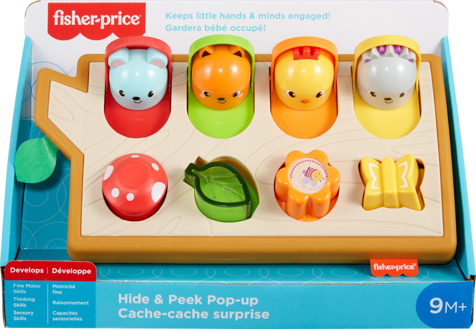 Fisher-Price Baby Toy Hide & Peek Pop-Up Animal-Themed Sensory Activity with Wood Accents & Sounds for Ages 9+ Months Fisher-Price
