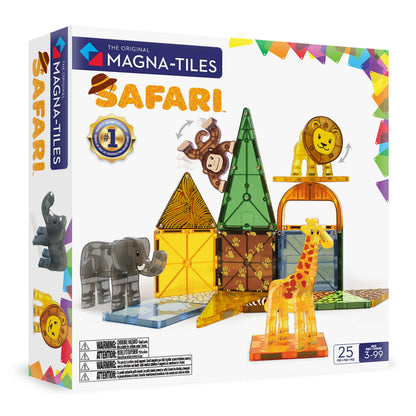 MAGNA-TILES Safari Animals 25-Piece Magnetic Construction Set, The Original Magnetic Building Brand Magna Tiles