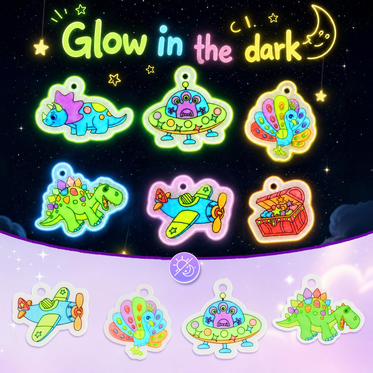 185pcs Shrinky Dink Sheets for Kids, 12 Glow in the Dark Shrink Paper Kit 🍁 All In One Marketplace Canada