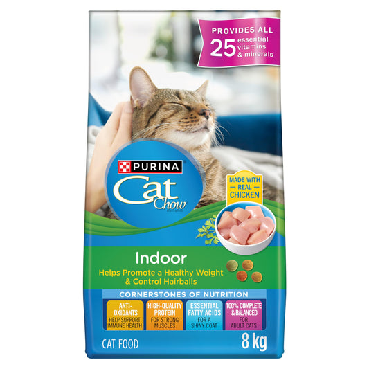Cat Chow Indoor Dry Cat Food, Real Chicken - 8 kg Bag