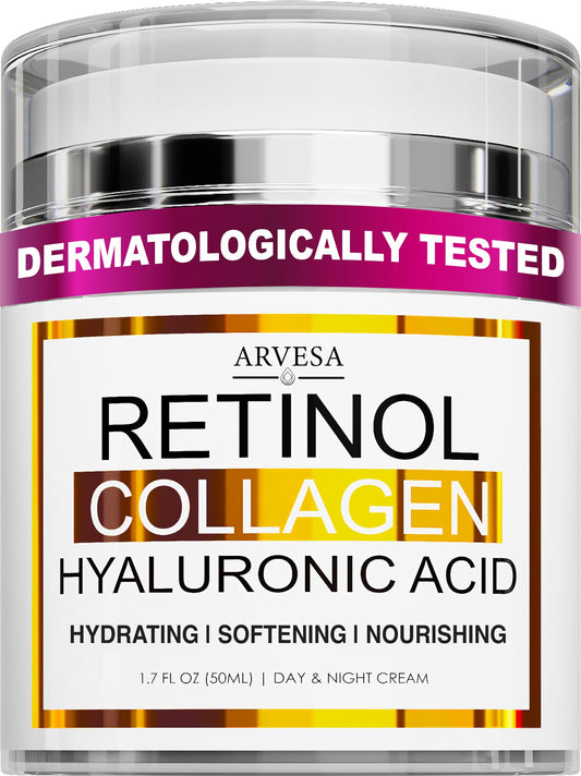 Retinol Cream for Face - Face Moisturizer with Hyaluronic Acid, Collagen - Lightweight Day and Night for Women and Men - Facial Cream, Neck & Décolleté - Non-Comedogenic, 50 ML - Available at All In One Marketplace Canada