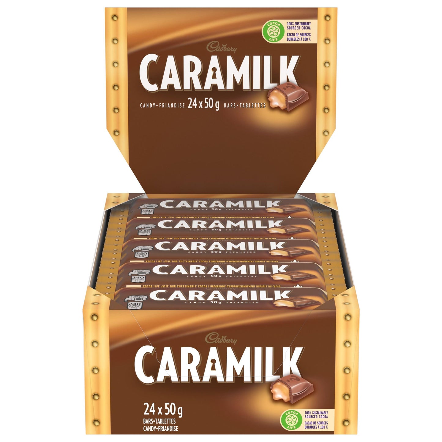 Cadbury Caramilk Chocolate Bars, 50g Singles, Pack of 24 Individually Wrapped