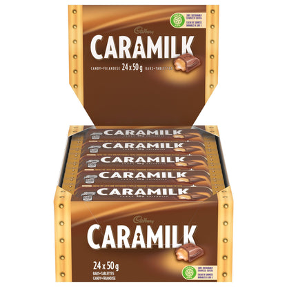 Cadbury Caramilk Chocolate Bars, 50g Singles, Pack of 24 Individually Wrapped