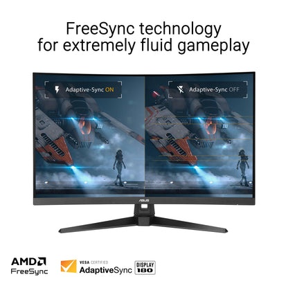ASUS TUF Gaming 31.5” 1440P Curved HDR Gaming Monitor (VG32WQ3B) – QHD (2560 x 1440), 180Hz, 0.5ms, 1500R, Extreme Low Motion Blur, FreeSync, 90% DCI-P3, Shadow Boost, DisplayWidget, 3 yr Warranty Asus