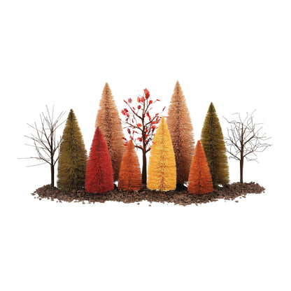 Department 56 Village Collection Accessories Halloween a Splendid Fall Landscape Trees and Mulch Figurine Set, Sizes Vary, Multicolor