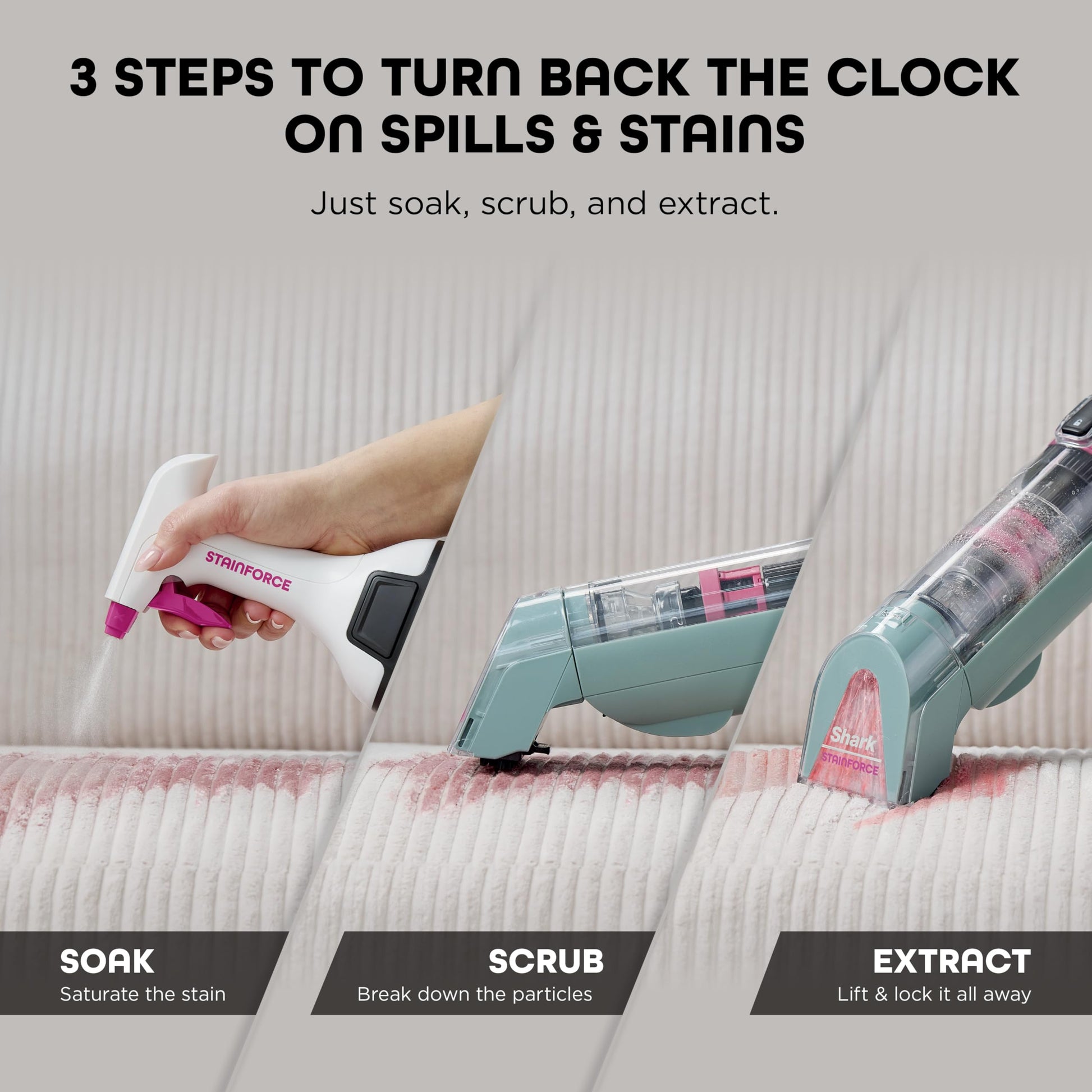 Shark StainForce Cordless Spot Cleaner, Dual-Activated Formula, OXY-Powered Stain Cleaning, Indoor/Outdoor, Carpets, Upholstery, Car Seats & Stairs, Pet Urine & Odor Remover, HX101C (Canadian Version) - Available at All In One Marketplace Canada