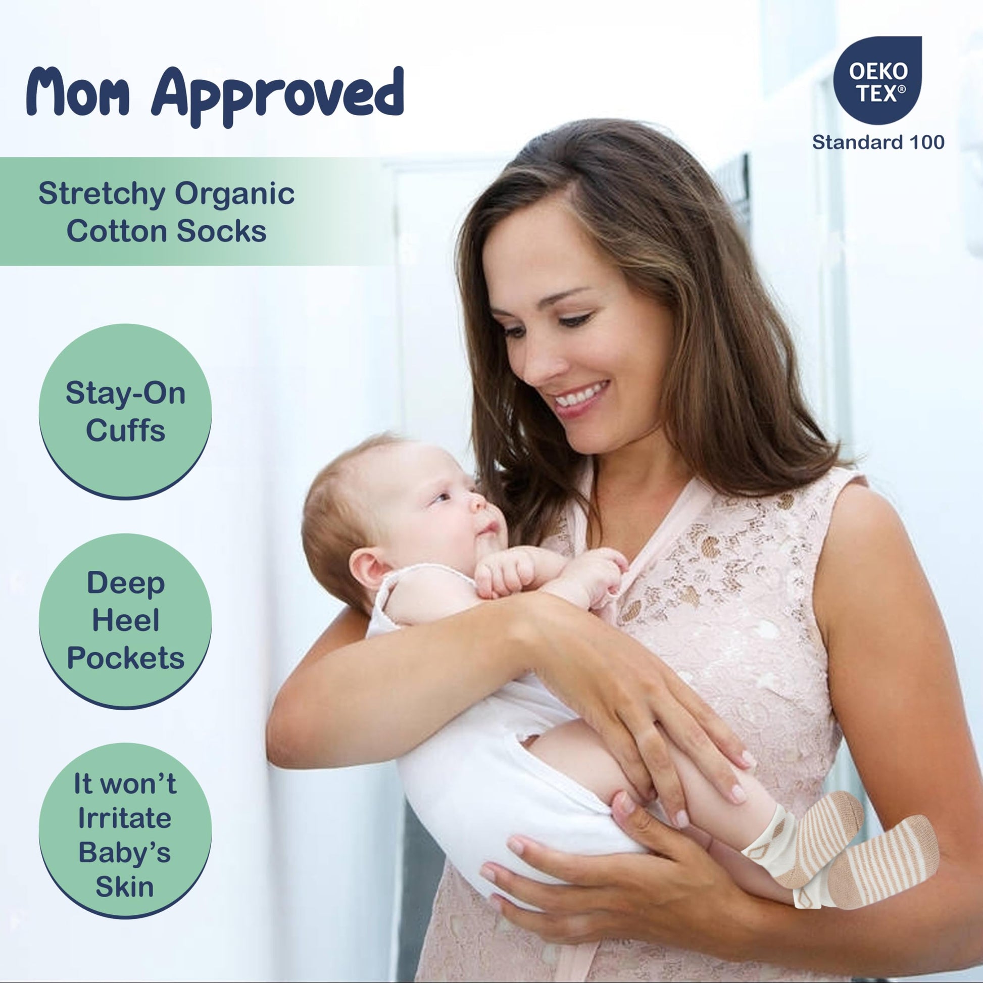 Mother's Choice Organic Cotton Baby Socks 0–6 Months, 12 Pairs Newborn & Infant Socks Soft Hypoallergenic Breathable Gentle On Delicate Skin Stretch Fit Comfortable Daily Essentials For Little Ones - Available at All In One Marketplace Canada