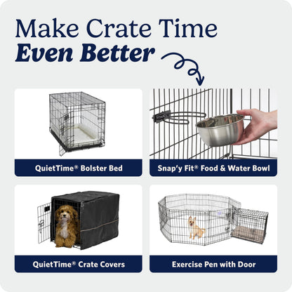 MidWest Homes for Pets 42-Inch iCrate for Large Breeds, 71-90 lbs, Double Door Folding Dog Crate with Divider Panel, Leak-Proof Tray & Secure Latches, Portable, Durable & Easy to Assemble 🍁 All In One Marketplace Canada