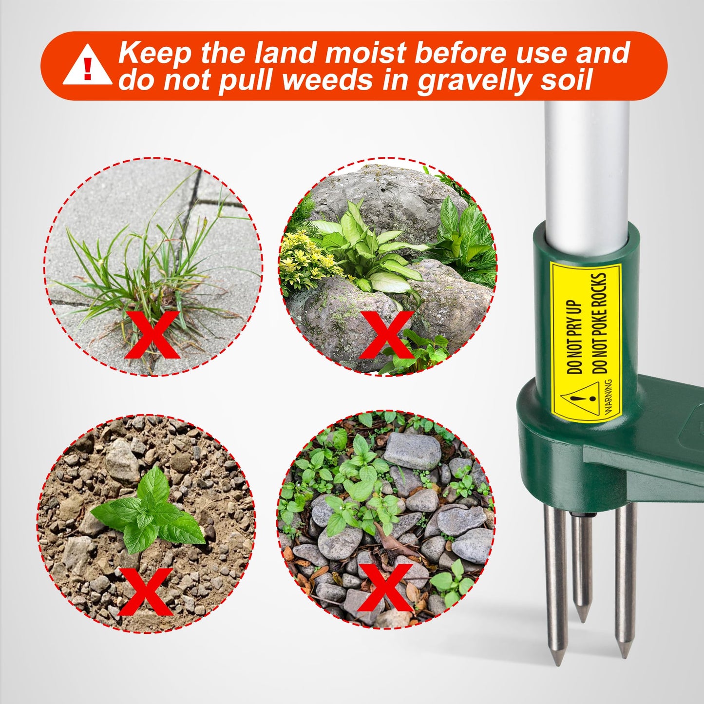 Walensee Weed Puller, Stand Up Weeder Hand Tool, Long Handle Garden Weeding Tool with 3 Claws, Hand Weed Hound Weed Puller for Dandelion, Standup Weed Root Pulling Tool and Picker, Grabber (1 Pack) - Available at All In One Marketplace Canada