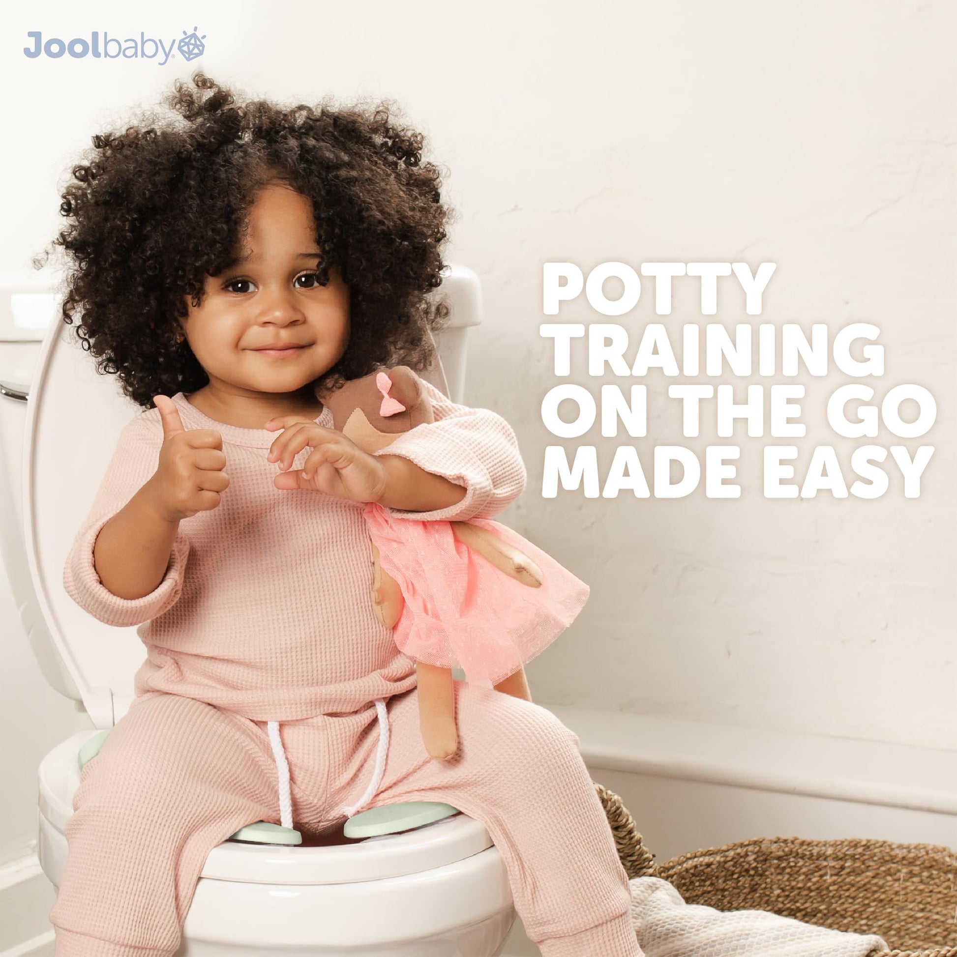 Jool Baby Folding Travel Potty Training Seat for Toddlers, Fits Round & Oval Toilets, Non-Slip Suction Cups, Includes Free Travel Bag (Sage)