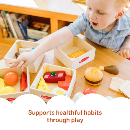 Melissa & Doug Food Groups, 21-Piece Wooden Toys Set of Pretend Play Food & Kids Play Kitchen Accessories, Preschool Toys for Girls & Boys Ages 3+ - Available at All In One Marketplace Canada