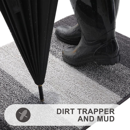 Grandaily Indoor Doormat, 20" x 32" Non-Slip Mud Trapper Absorbent Front Door Mats, Washable Striped Inside Entryway Mat, Low-Profile Welcome Mat Entrance Mat, Grey