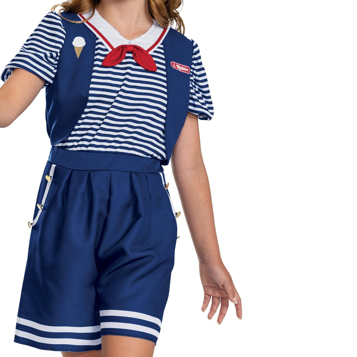 Robin Scoops Ahoy Costume, Official Stranger Things Halloween Costume with Hat, Kids Size (7-8)