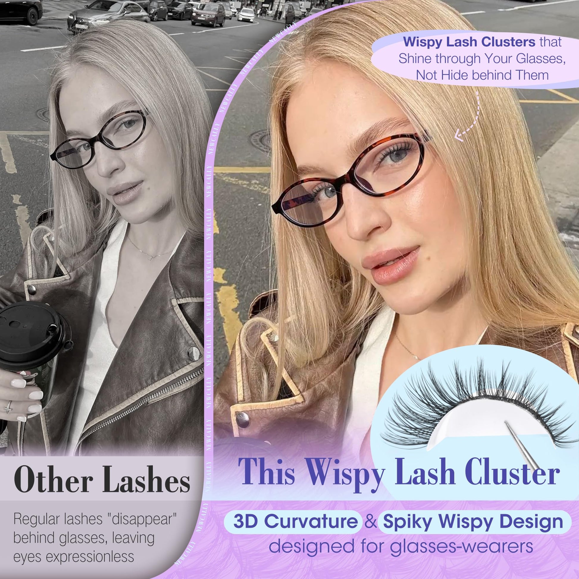 Lash Clusters Kit Wispy Natural Cluster Eyelash Extension Kit DIY Lash Extension Kit C Curl 10-16MM Eyelash Clusters Volume Individual Lashes Kit by Newcally - Available at All In One Marketplace Canada