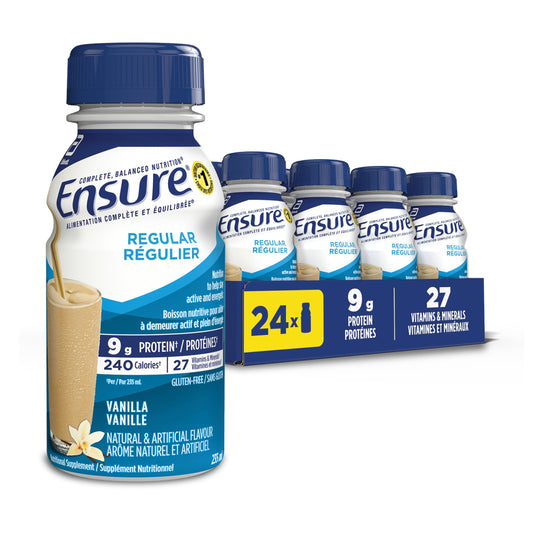 Ensure Regular, Nutritional Supplement Shake Value Pack, Nutrition To Stay Active And Energetic, Vanilla, 24 x 235-mL Bottles - Available at All In One Marketplace Canada