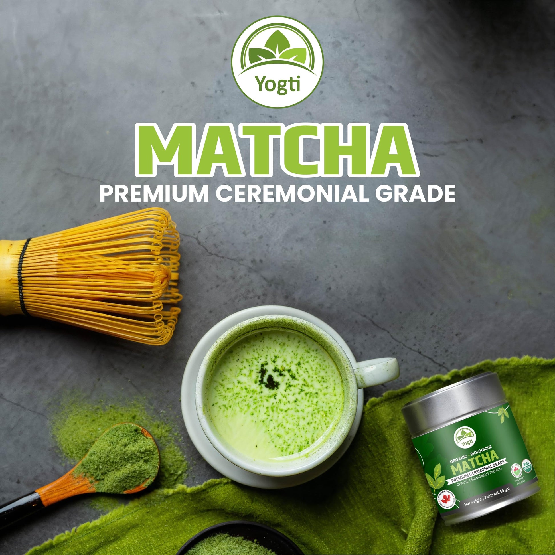 Organic Matcha Green Tea Powder – Ceremonial Grade – 50g Tin | Premium Japanese Green Tea | Smooth & Vibrant | Superfood for Lattes, Smoothies & Baking