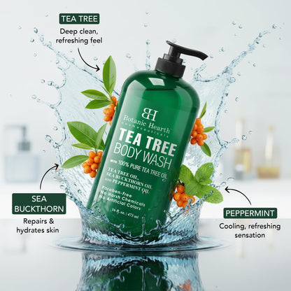 Botanic Hearth Tea Tree Body Wash | Shower Gel - 16 fl oz Helps Nail Conditions Athletes Foot Ringworms Jock Itch & Body Odor Soothes Itching & Promotes Healthy Skin and Feet Naturally Scented - Available at All In One Marketplace Canada