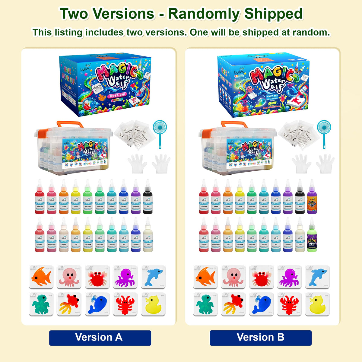 Kiditos Magic Water Elf Toy Kit–Squishies for Kids, 20 Gels & 10 Molds, Magic Gel Water Pets Sensory Toy, Fun DIY Craft Kit，Party Favors, Birthday & Christmas Gifts for Kids Ages 3+ 🍁 All In One Marketplace Canada
