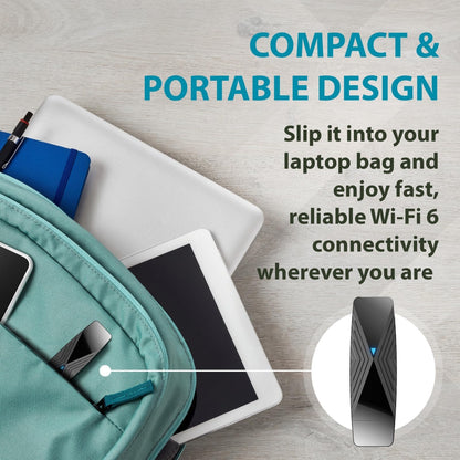 D-Link USB WiFi 6 Adapter AX1800 USB 3.0 Dual Band Long Range MU-MIMO Wireless Internet Network for Desktop PC Laptop Windows (DWA-X1850-B1-CA) D-Link